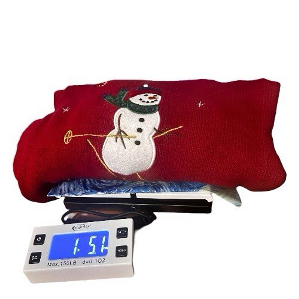 Vintage Crystal Kobe Snowman Patch Red Christmas Cardigan Size L Ugly Sweater - Picture 10 of 10
